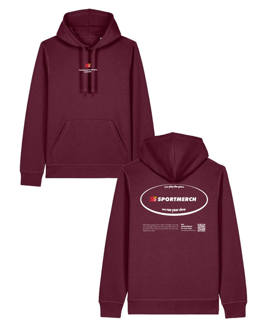 We Run Your Shop Hoodie Deep Plum | Sportmerch | Tim Nöhrer