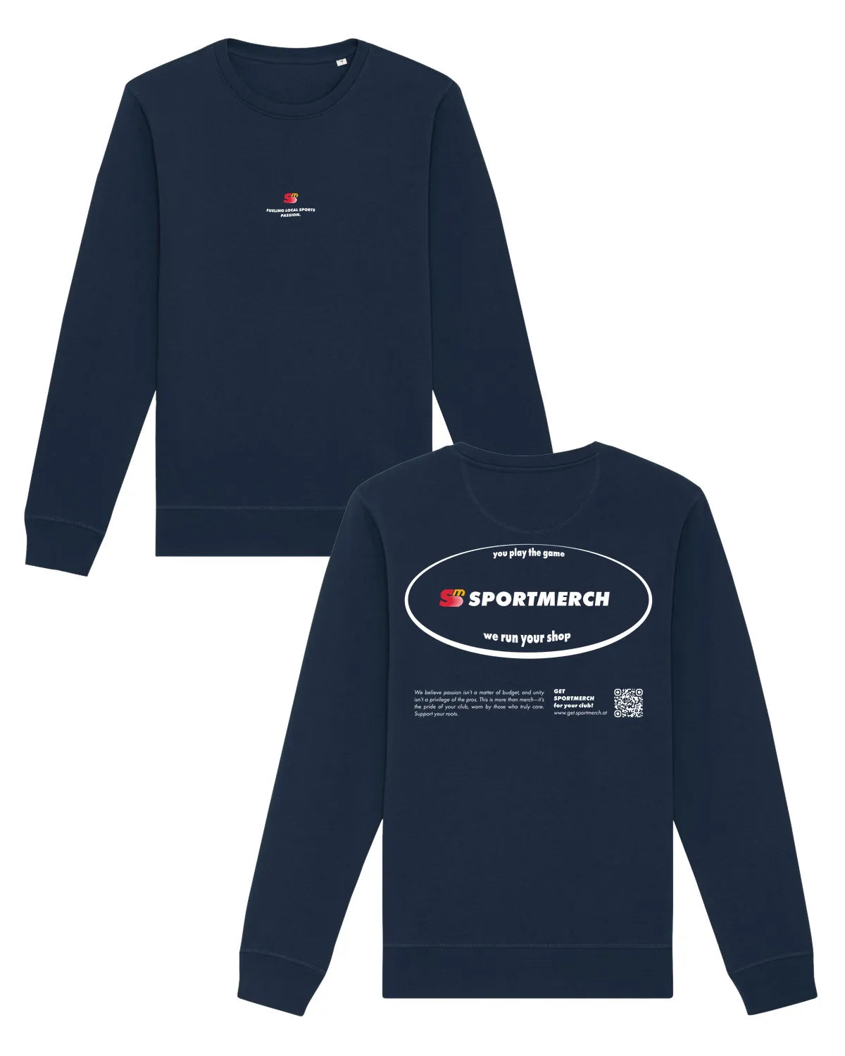 We Run Your Shop Sweater French Navy | Sportmerch | Tim Nöhrer
