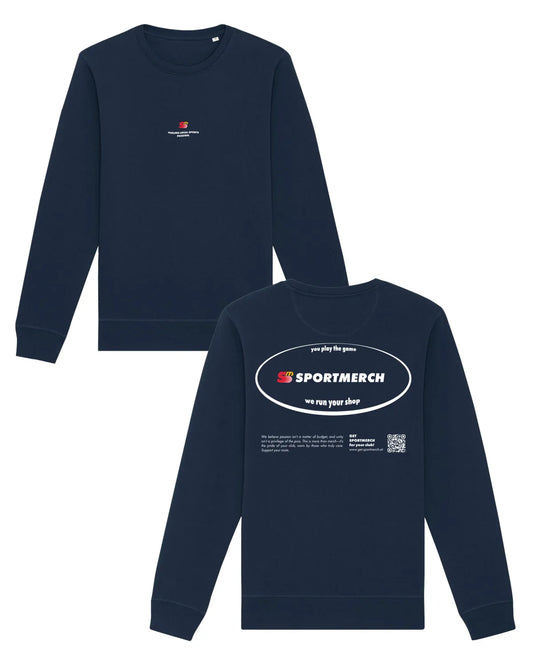 We Run Your Shop Sweater French Navy | Sportmerch | Tim Nöhrer