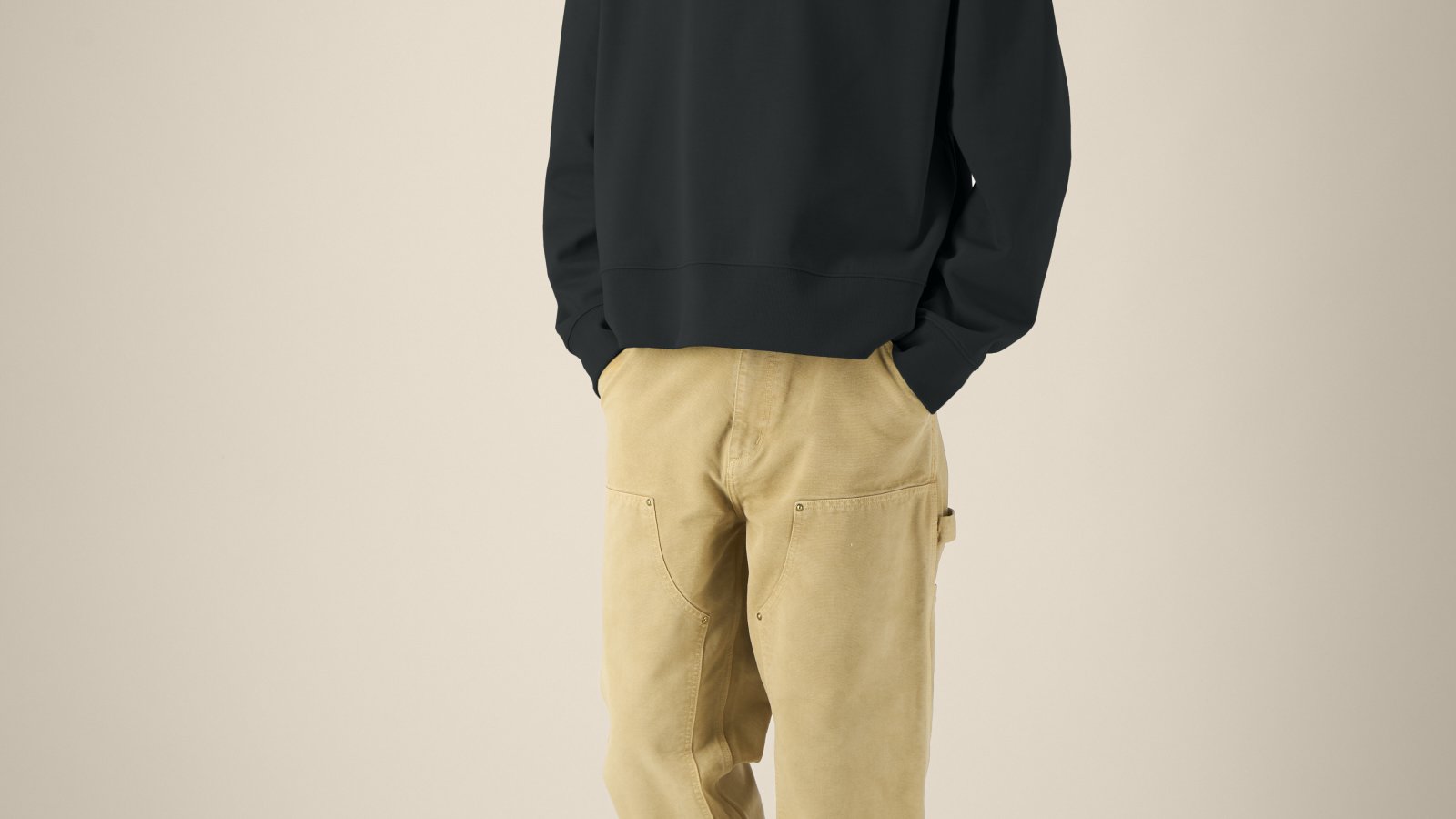 Stanley Stella Ryler – Unisex Oversized Hoodie in Schwarz, Frontansicht
